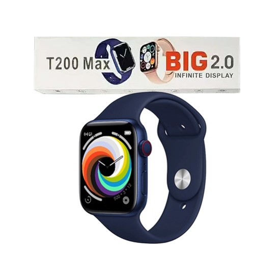 Smartwatch T200 Max 44mm Rastreador de carrera al aire libre Llamada BT Monitor de frecuencia cardíaca ECG Azul